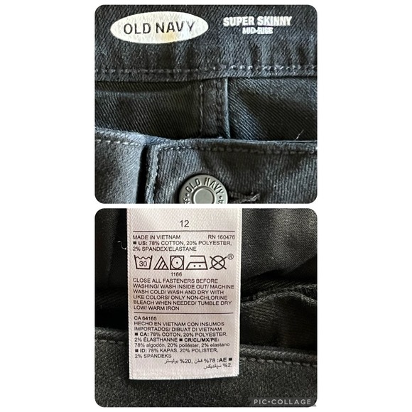 Old Navy Super Skinny Mid Rise Black denim Jeans Size 12 - Picture 3 of 9